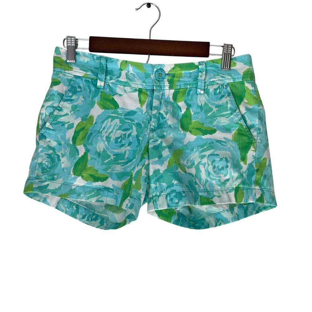 Lilly Pulitzer Callahan Shorts Size 0 Floral 100% Cotton  Coastal-Resort Wear